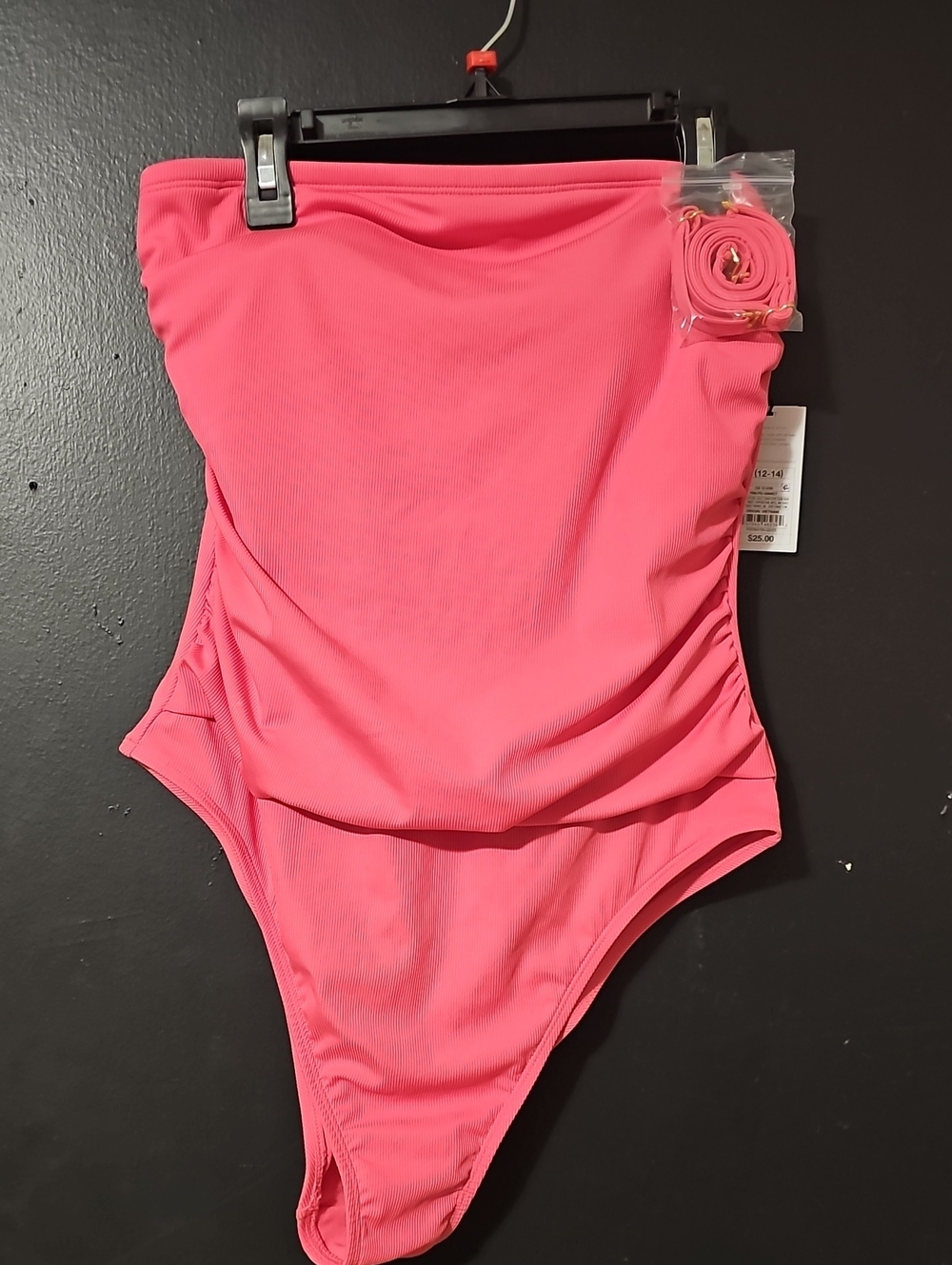 Shade & Shore Bright Pink Strapless One-Piece Swim Suit